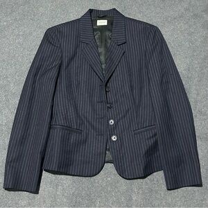 Vintage United Colors of Benetton Made in Italy Wool Navy Pinstripe Blazer - S